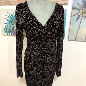 MEXX Canada Black and Tan polka dot dress.